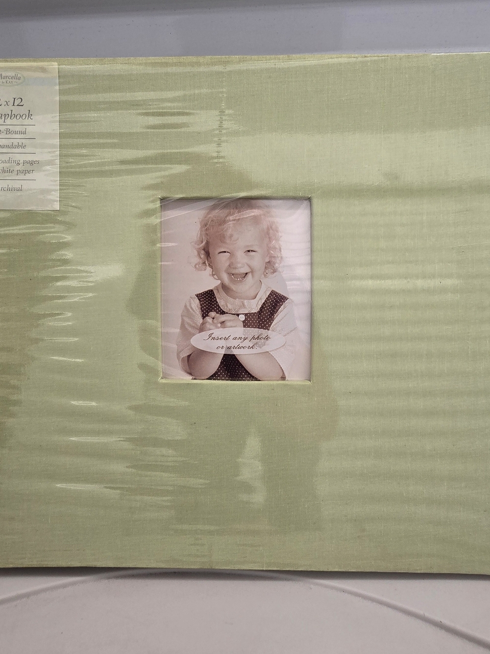 Vtg Marcella By Kay 12" X 12" Scrapbook Green Linen Expandable "NEW" Please READ